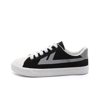 Warrior Durable Breathable Low Top Canvas Shoes Unisex Black Silver Gray