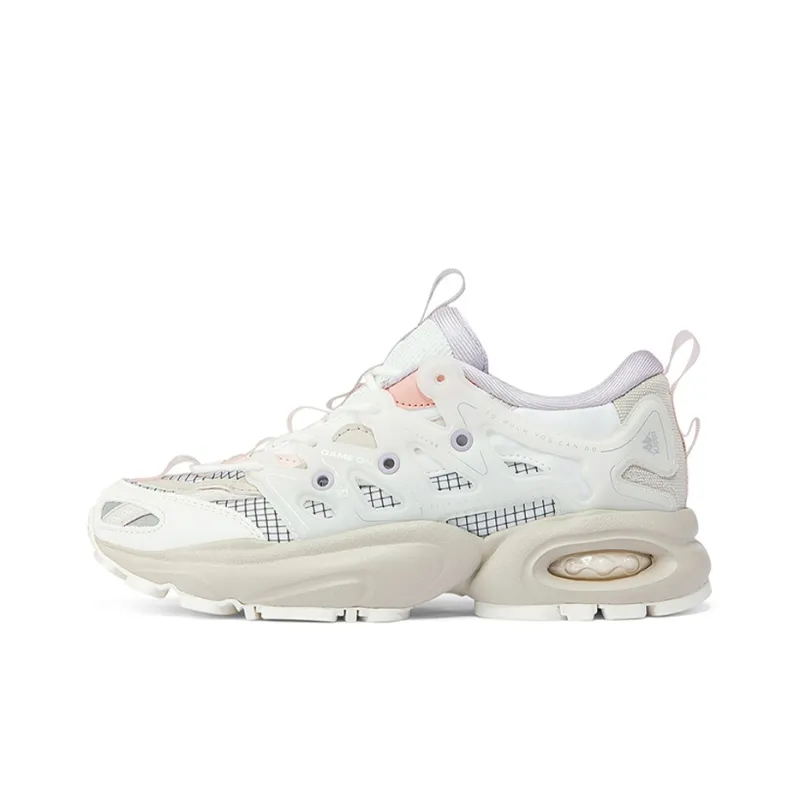 Kappa Cushioning Anti-Slip And Wear-Resistant Low-Top Chunky Sneakers Women's White Gray Pink-0