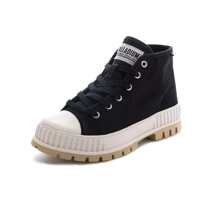 Palladium Pallashock Mid OG Durable Breathable High Top Canvas Shoes Unisex Black-1