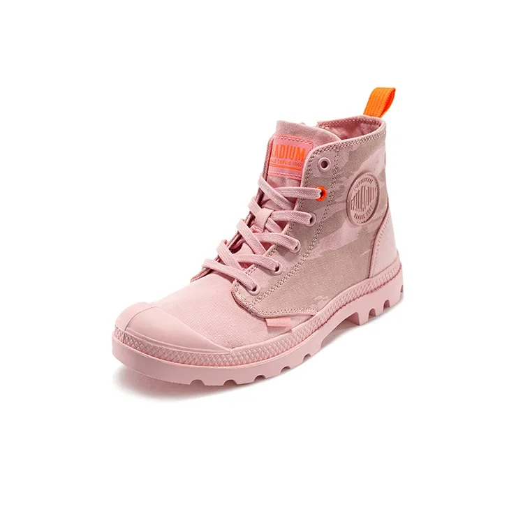 Palladium Pampa Zip Nevada Breathable Abrasion Resistant Slip Resistant High Top Canvas Shoes Women's Light Pink-1