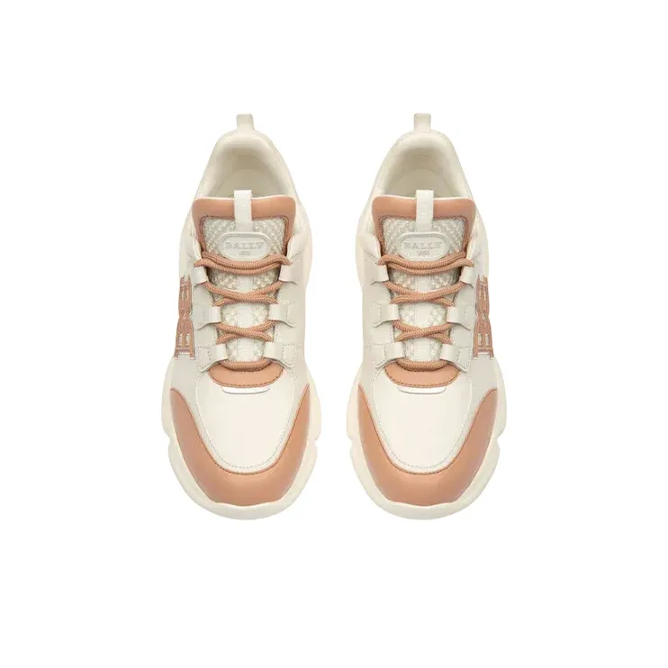 BALLY Shock Absorbers With Slip Resistant And Abrasion Resistant Properties Mid Top Chunky Sneakers Women's Beige Brown-2