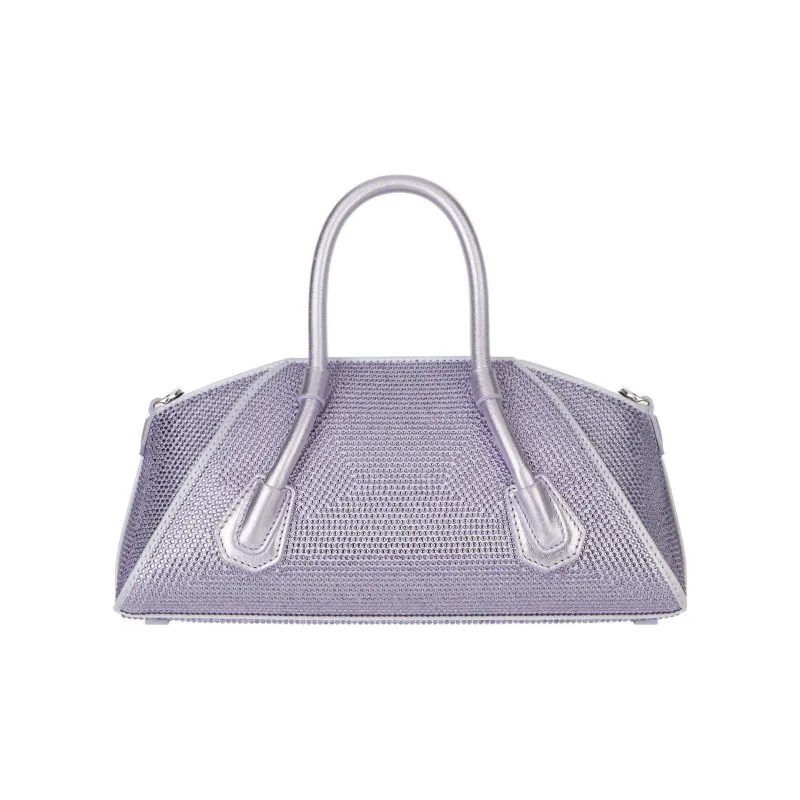 GIVENCHY Antigona Rhinestone Satin Shoulder Bag Crossbody Bag Handbag Mini Women's Purple-3
