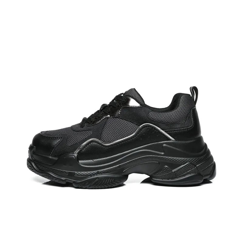 EVERAU Chunky Sneakers Women's Low Top Black-0