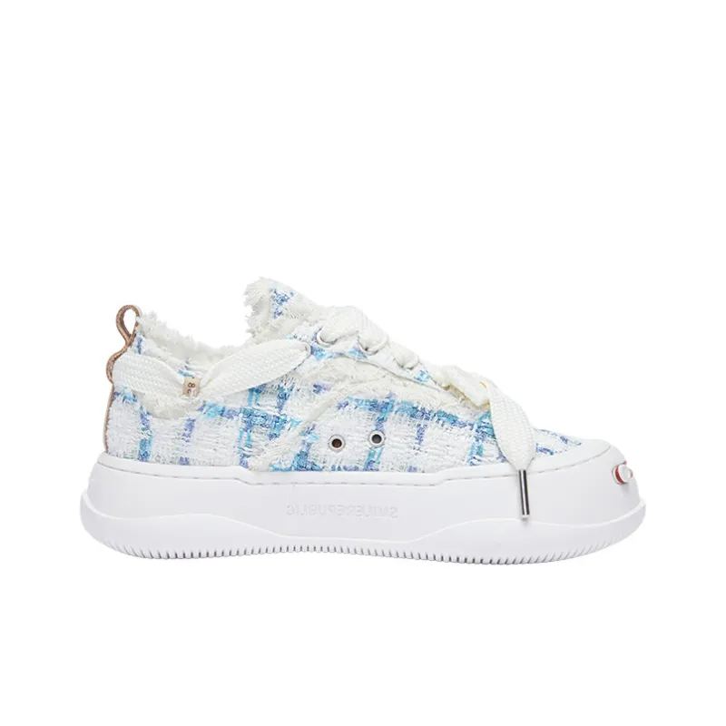 SMILEREPUBLIC Glacier Mint Low-Top Canvas Shoes Unisex White Blue-1
