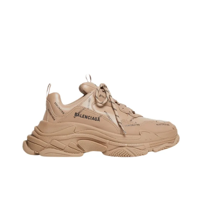 Balenciaga All Over Logo Triple S Beige-1