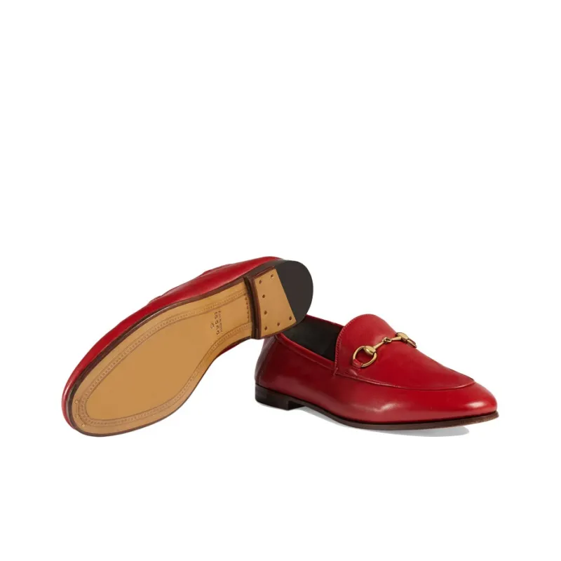 GUCCI Horsebit Slip On Loafer Red Leather-5
