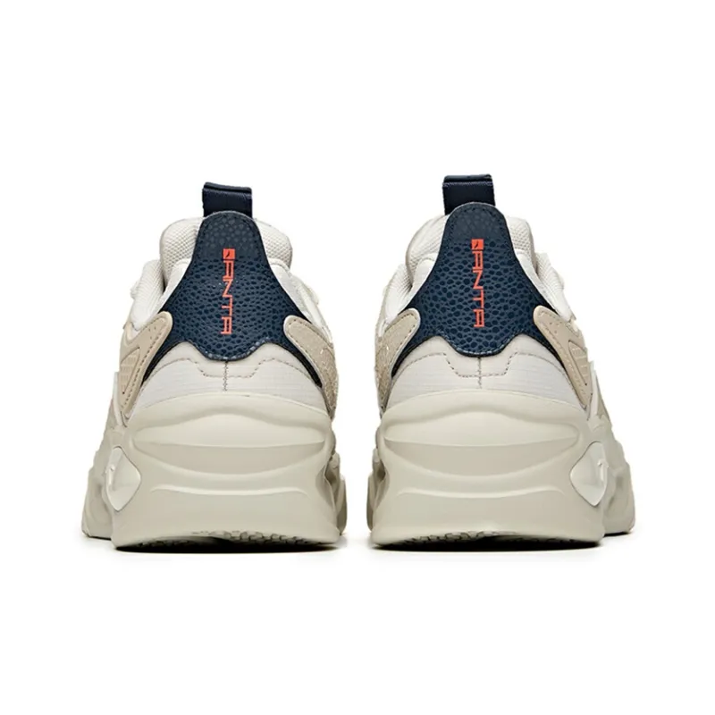 Anta Life Collection Anti-Slip Wear-Resistant Low-Top Chunky Sneakers White Gray Black-2