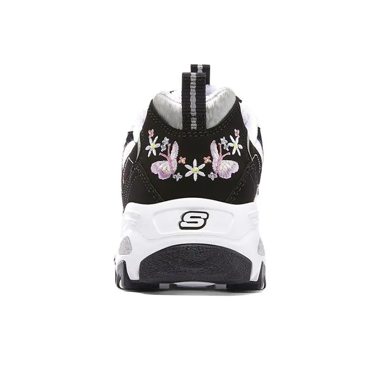 Skechers D'Lites 1.0 Chunky Sneakers Women's Low Top Black/White/Silver-3