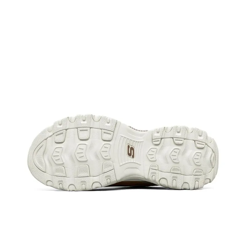 Skechers D'LITES 1.0 Cushioning, Wear Resistant Low Top Chunky Sneakers Men's White Brown-4