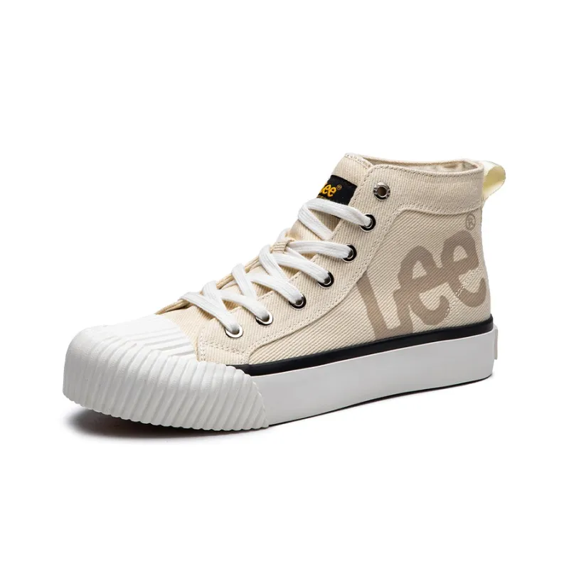 Lee Breathable Lightweight Height Increasing High Top Canvas Shoes Unisex Beige-1
