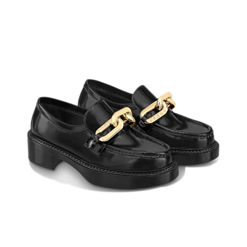 LOUIS VUITTON Academy Platform Loafers 'Black' Women's-1