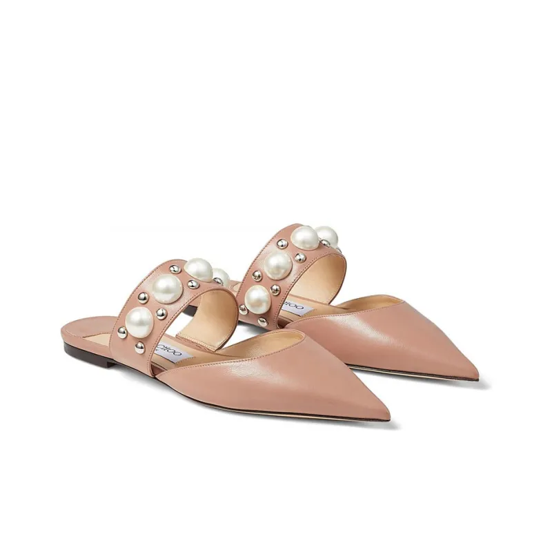 Jimmy Choo Basette Flat Women's Casual Shoes Women's Ballet Pink-3