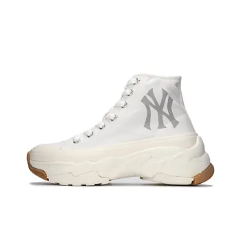 MLB Chunky High Anti Slip Wear Resistant High Top Canvas Shoes Unisex White