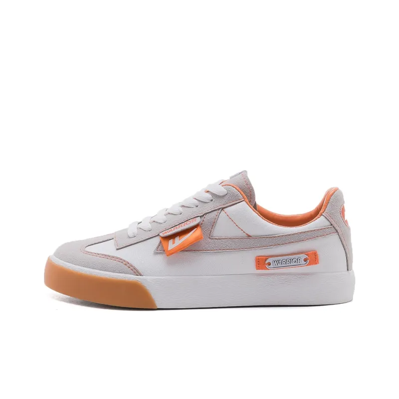 Warrior Ulzzang Trendy Versatile Lightweight Low Top Canvas Shoes Unisex White Gray Orange-0