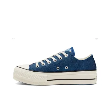 Converse Glitter Platform Chuck Taylor All Star Low Top Leather Blue White Women's