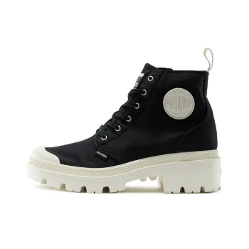 Palladium Pallabase Twill Anti-Slip Wear-Resistant Breathable Height Increasing High-Top Canvas Shoes Women's Black