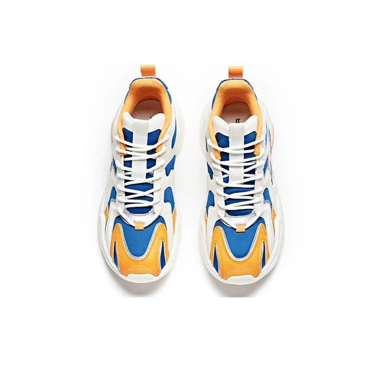 Anta All Over Victory Anti Slip Wear Resistant Low Top Chunky Sneakers Men's White Yellow Blue-2
