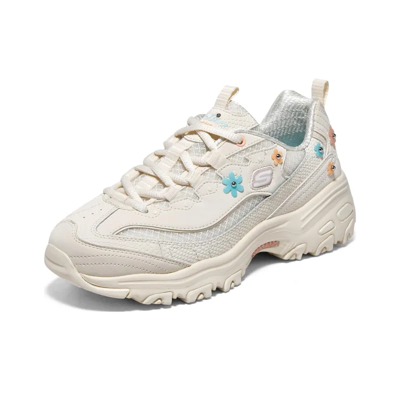 Skechers D'Lites 1.0 Chunky Sneakers Women's Low Top Beige/White/Blue-2