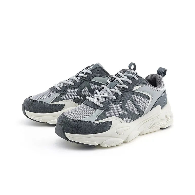 Kappa Anti Slip Wear Resistant Low Top Chunky Sneakers Unisex Gray-2