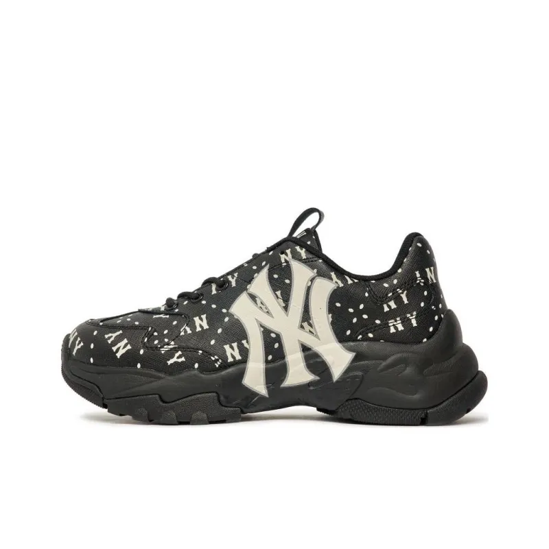 MLB Big Ball Chunky Cushioning Anti Slip And Wear Resistant Low Top Chunky Sneakers Unisex Black White-0