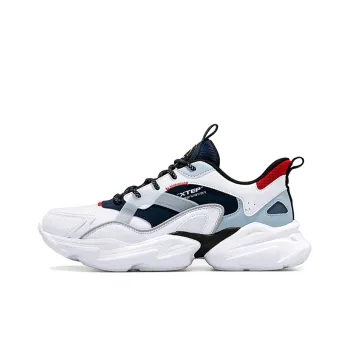 XTEP Anti Slip Wear Resistant Low Top Chunky Sneakers Men's Pearl White Lake Blue Multicolor