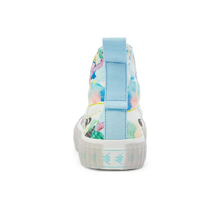 Kappa Sun Jiayi X Kappa Collaboration With Illustrator Wear Resistant High Top Canvas Shoes Unisex Blue-4
