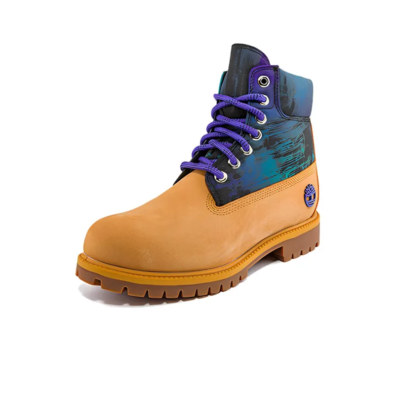 Timberland Premium 6 Inch Blue Yellow Boots-2
