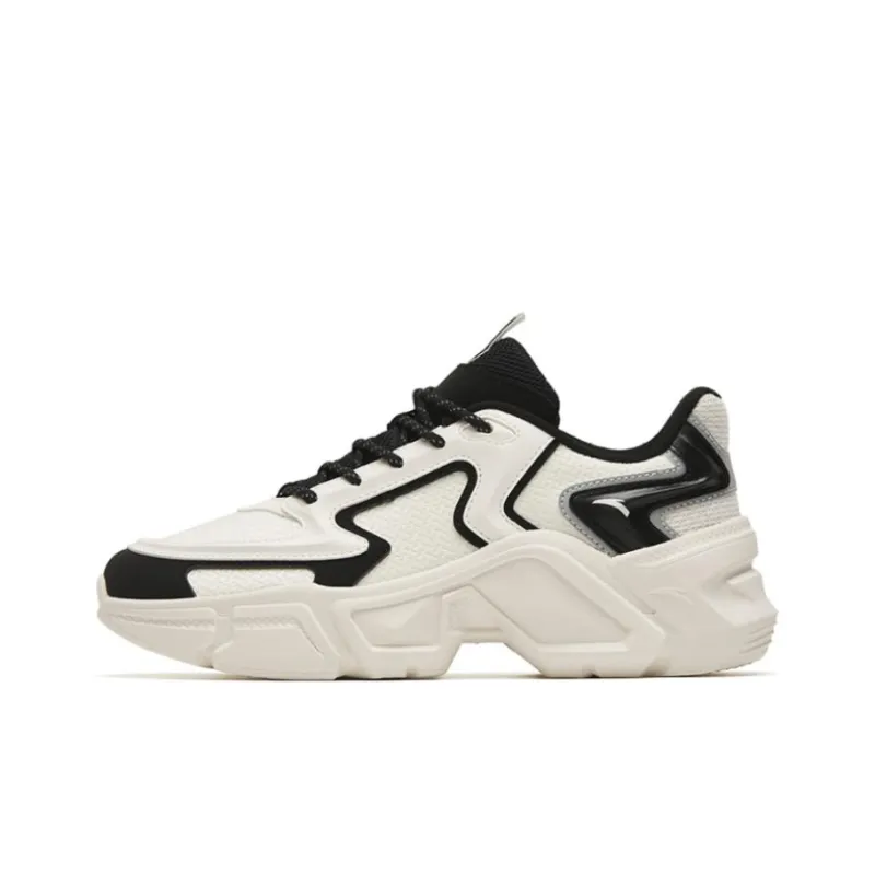 Anta Anti Slip Wear Resistant Low Top Chunky Sneakers Women's White Black-0