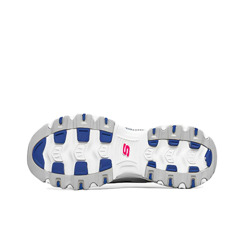 Skechers D'LITES 1.0 Cushioning Anti Slip And Wear Resistant Low Top Chunky Sneakers Women's White Pink Blue-3