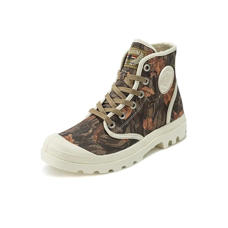 Palladium Pampa Hi Leaf Camo Anti Slip And Wear Resistant Breathable High Top Canvas Shoes Unisex Maple Leaf Camouflage-1