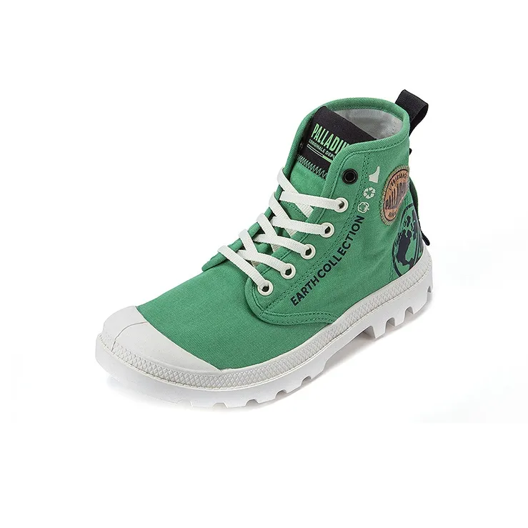 Palladium Pampa Organic Metro Anti-Slip Wear-Resistant High-Top Canvas Shoes Unisex Jadeite Color-1
