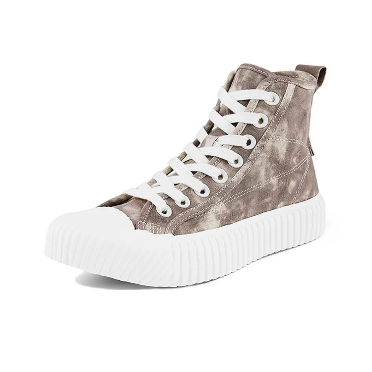 Kappa Anti Slip Wear Resistant High Top Canvas Shoes Unisex Dark Taupe Brown-1