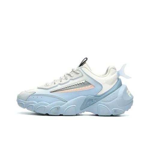 FILA Cushioning Anti-Slip And Wear-Resistant Low-Top Chunky Sneakers Women's Blue White