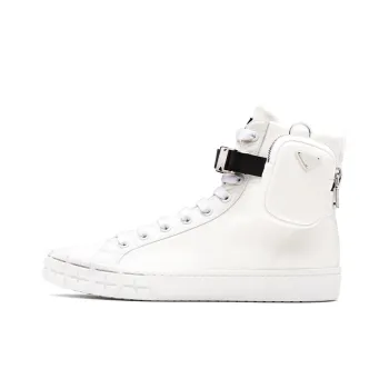 PRADA Wheel High Top Canvas Shoes Men's White