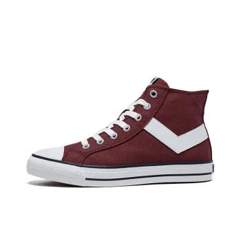 PONY Anti Slip Wear Resistant Breathable Lightweight Balance Support Coverage High Top Canvas Shoes Men's Burgundy