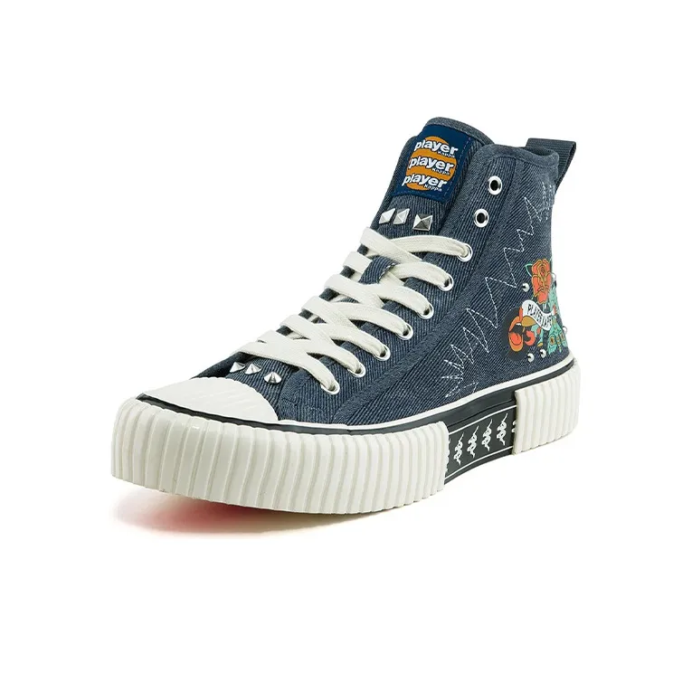 Kappa Wear resistant And Lightweight High Top Canvas Shoes Unisex Denim Blue-1
