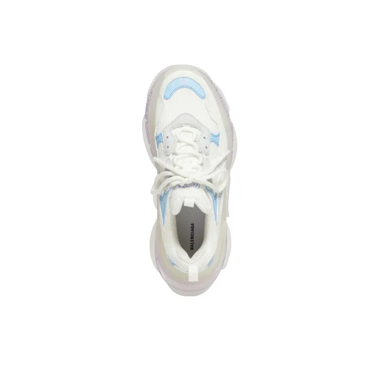 Balenciaga Triple S Clear Sole Leather Free Light Blue Grey Light Purple White Women's-2