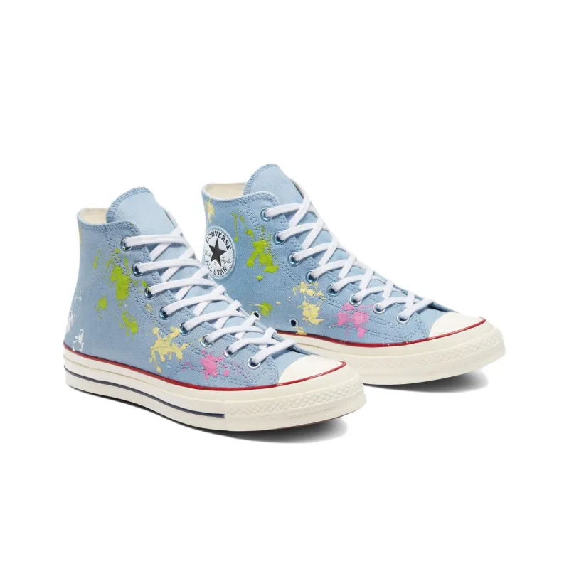 Converse 1970s Pastel Splash Anti-Slip Wear-Resistant Lightweight Coverage High-Top Canvas Shoes Unisex Blue-2