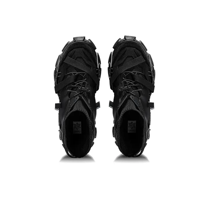 NORVINCY Chunky Sneakers Unisex High Top Black-2