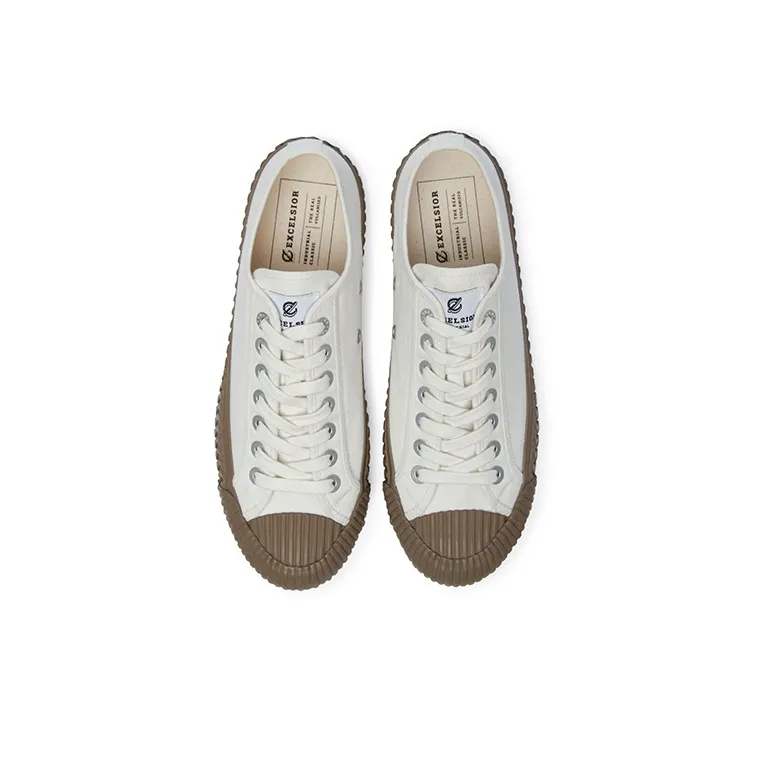 Excelsior Canvas Shoes Unisex Low Top Steam White/Coffee-3
