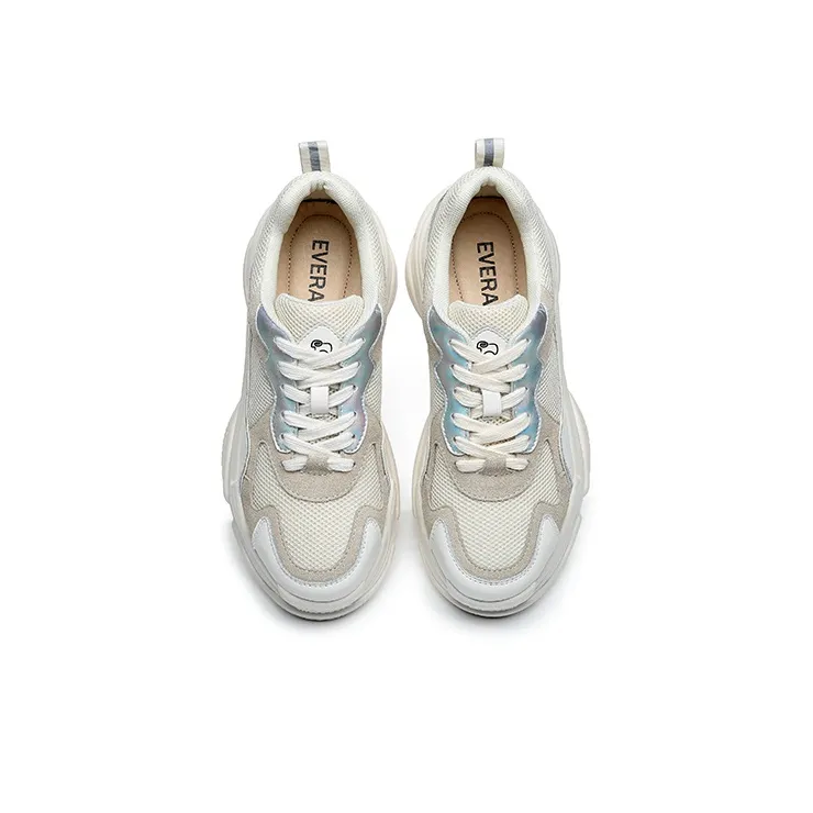 EVERAU Chunky Sneakers Women's Low Top White-3