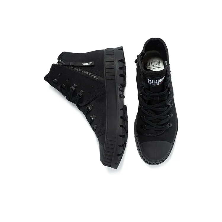 Palladium PALLASHOCK HKR HI Anti Slip Wear Resistant Breathable Height Increasing High Top Canvas Shoes Unisex Black-3