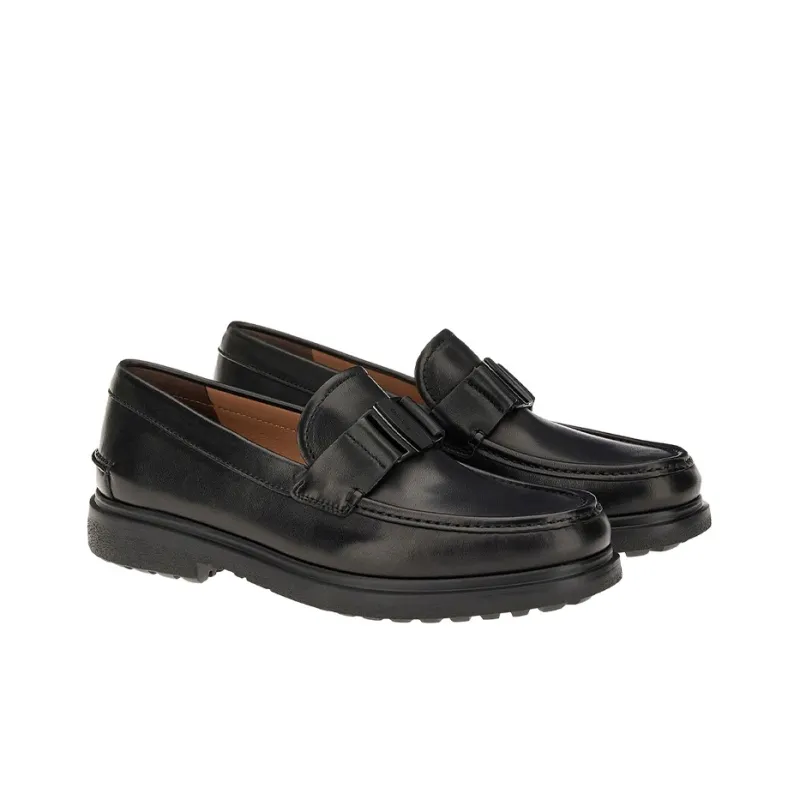 FERRAGAMO Vara Casual Single Shoes Men's Black-2