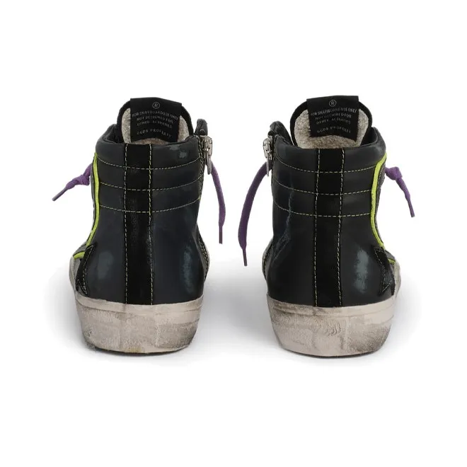 Golden Goose Slide Canvas Shoes Men High-Top Black-3