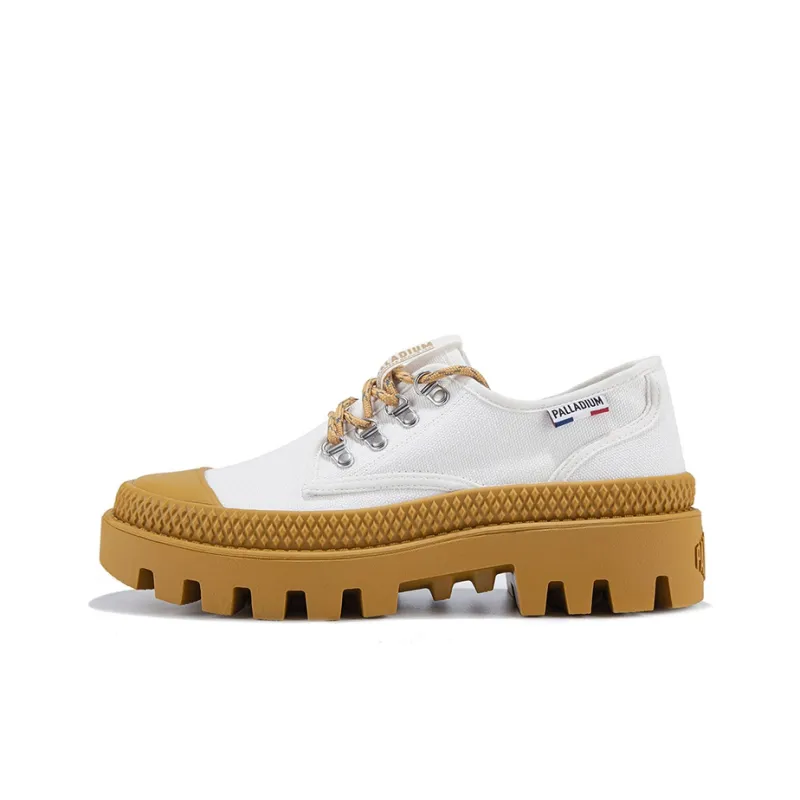 Palladium Pampa PampaMtLo Wear Resistant Low Top Canvas Shoes Unisex Bright White Orange Yellow-0