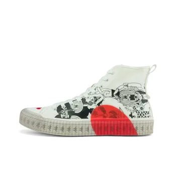 LALA COMPANY X x Kappa LALA COMPANY Wear resistant And Lightweight High Top Canvas Shoes Unisex White