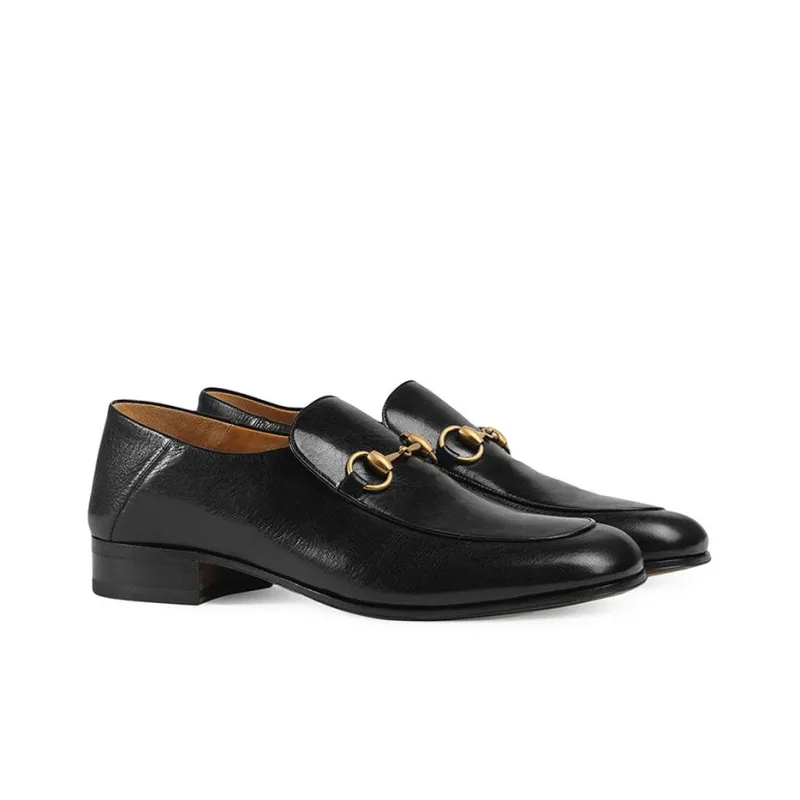 GUCCI Horsebit Slip On Loafer 'Gold-Tone Black Leather' Men-2
