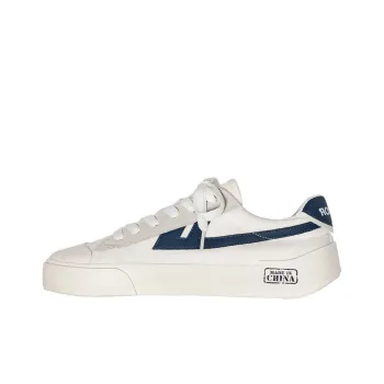 Warrior Heaven's Power, Chinoiserie Collection, Classic Small Heel Low Top Canvas Shoes Unisex White Blue