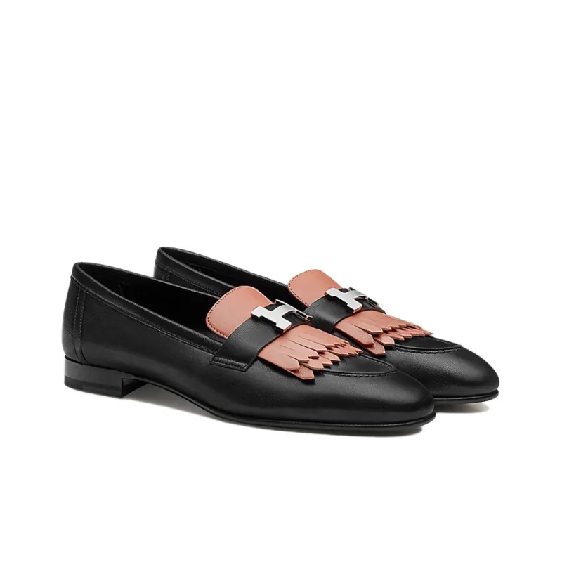 HERMES Royal Loafer Women's Casual Shoes Women's Black Brown-2