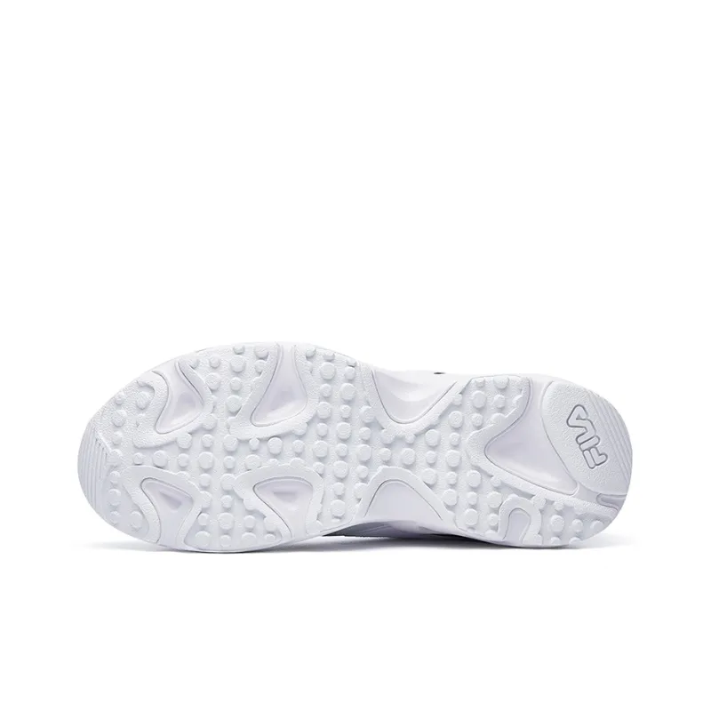 FILA Tracer Cushioning Abrasion Resistant Breathable Low Top Chunky Sneakers Men's White Black-4